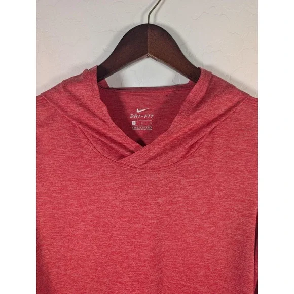 Nike Hoodie Womens Medium Red Dri-FIT Long Sleeve V-Neck Pullover Running - Picture 3 of 10